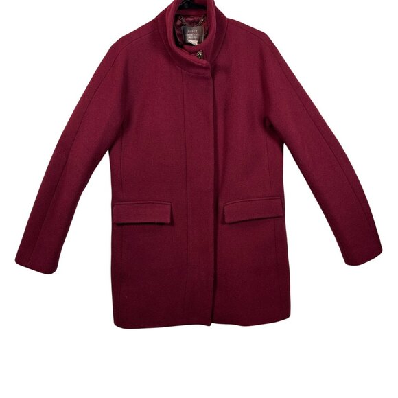 J.Crew Womens Stadium Cloth Coat 6T Nello Gori Wool Blend Burgundy - Picture 1 of 16